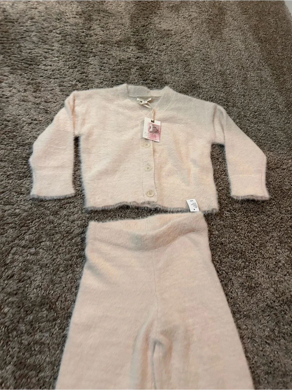 Jessica Simpson Cream Knit Cardigan & Wide-Leg Set